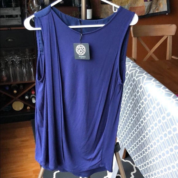 bobeau Tops - Bobeau Drape Front High/Low Sleeveless Top